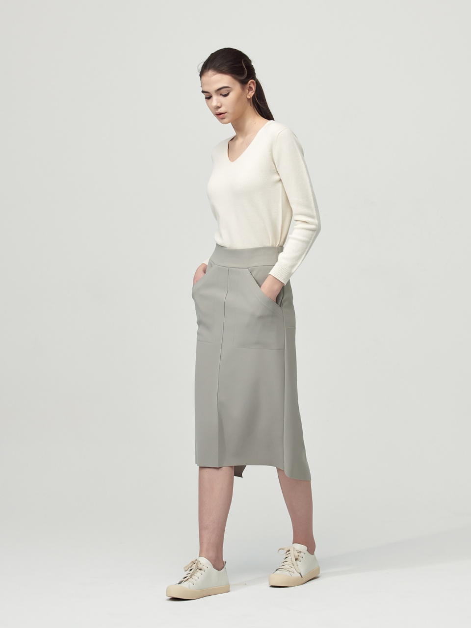 Comfort Pocket Bendig Skirt_Ivory