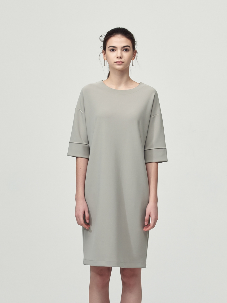 Round Neck Edge Dress_Olive