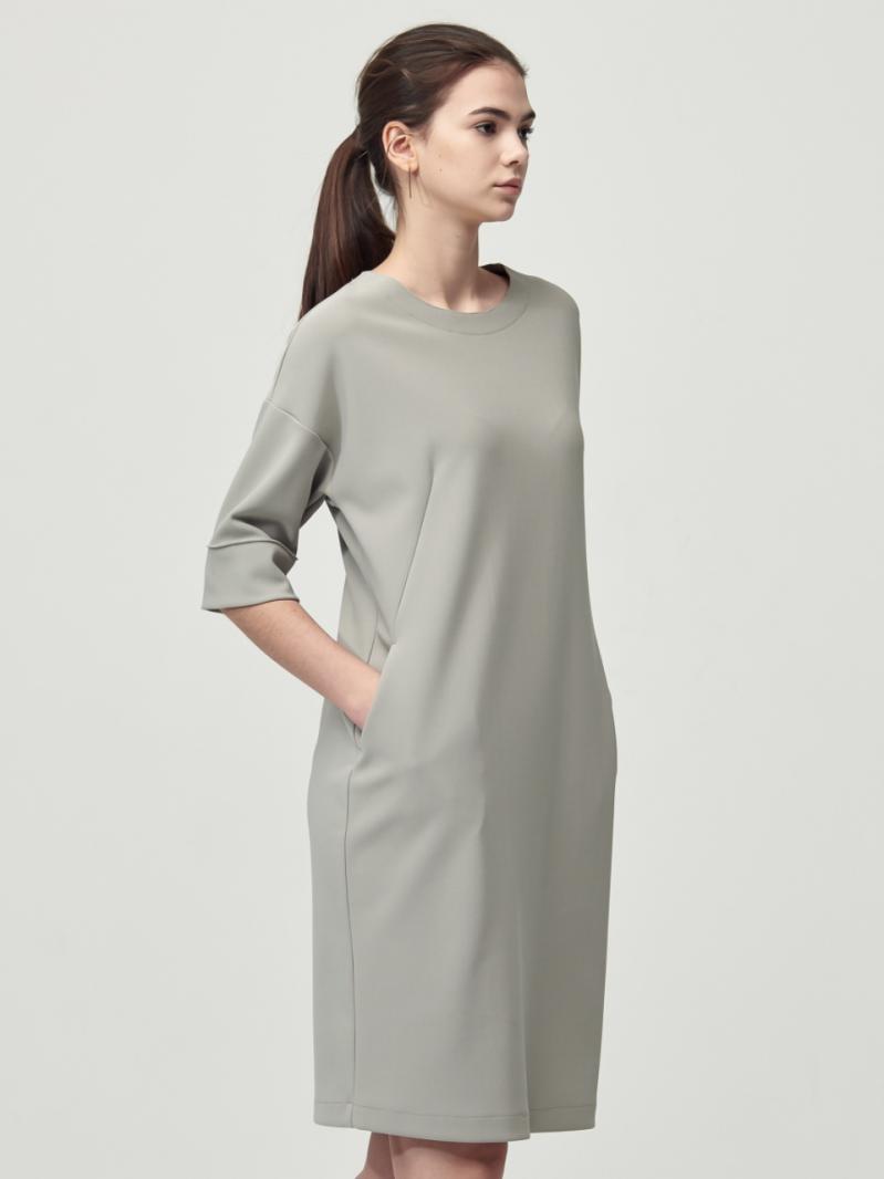 Round Neck Edge Dress_Olive