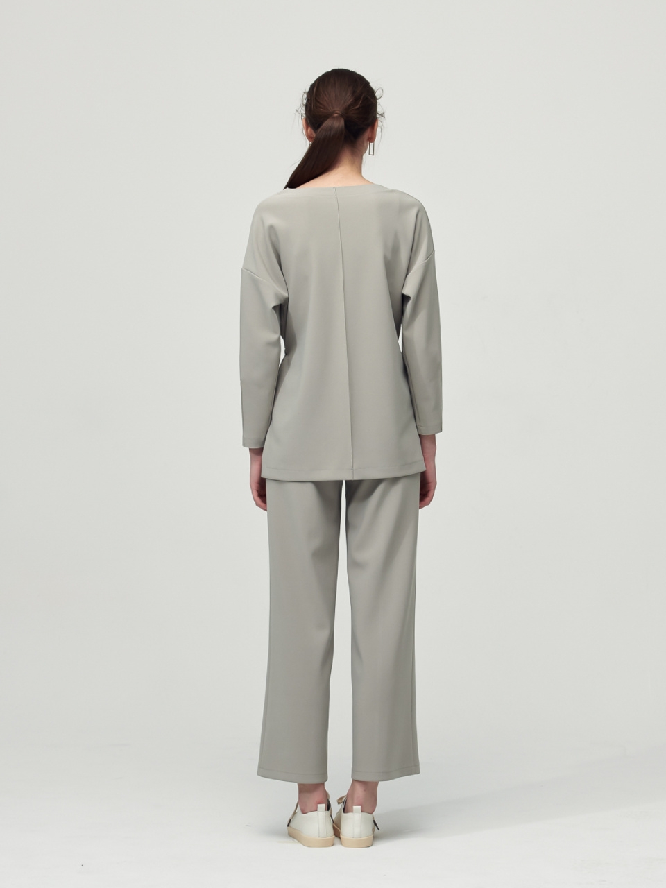 [SET] Comfort String Detail Blouse + Wide Pants_Olive