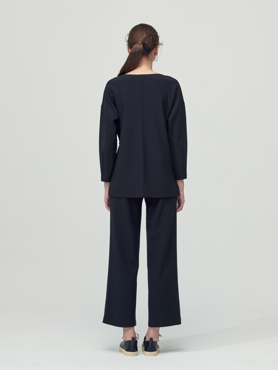 [SET] Comfort String Detail Blouse + Wide Pants_Black