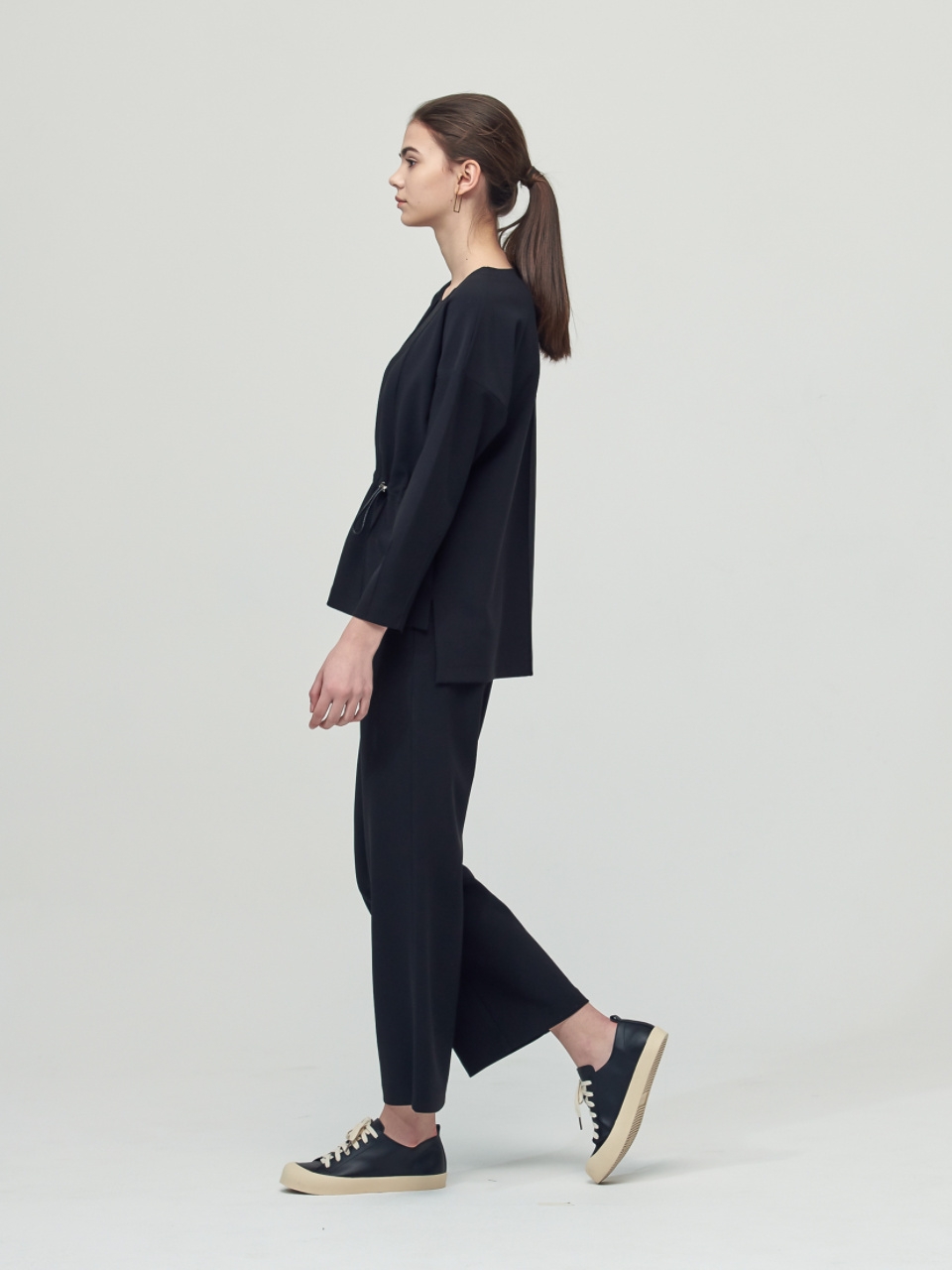 [SET] Comfort String Detail Blouse + Wide Pants_Black