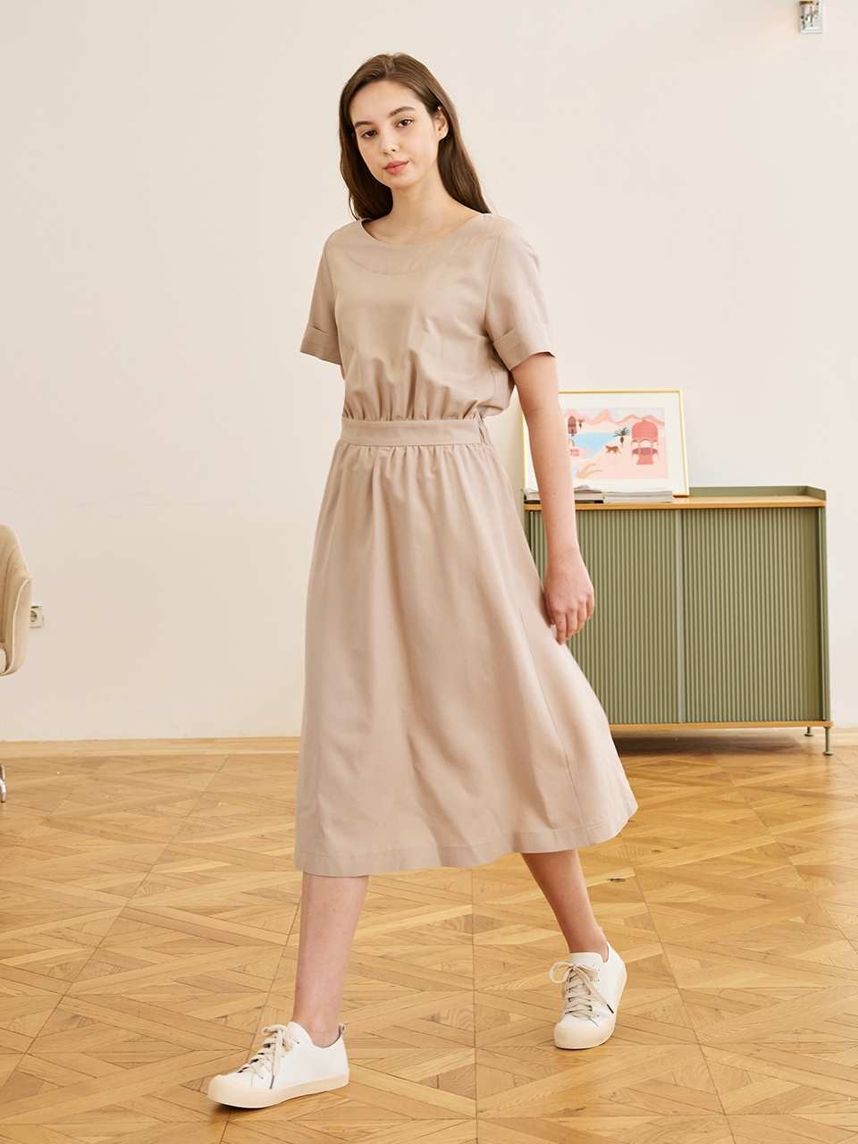 Linen Boat-neck Dress (4 color)