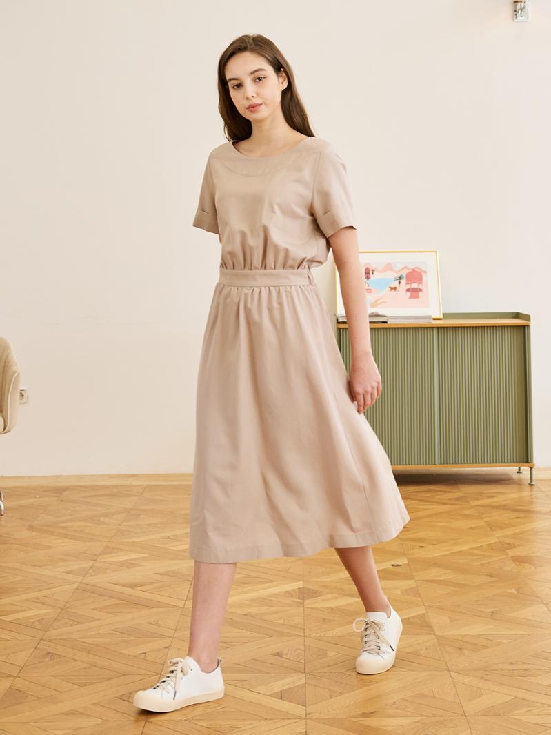 Linen Boat-neck Dress (4 color)