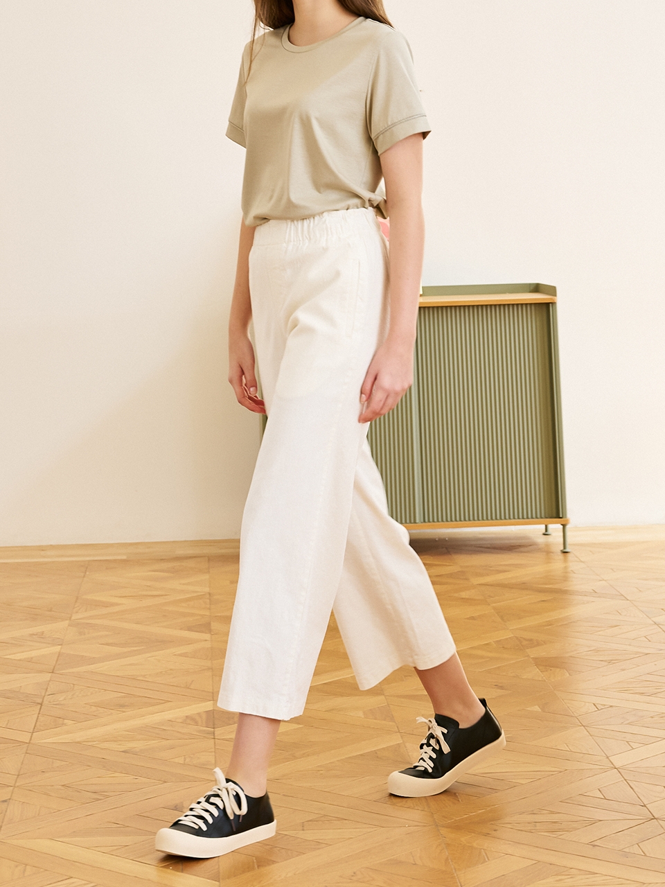 Linen Wide Bending Pants_Beige