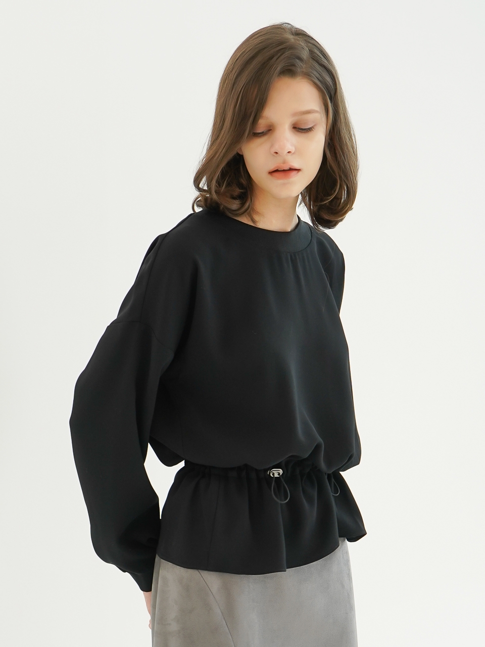 Waist String Blouse_Black