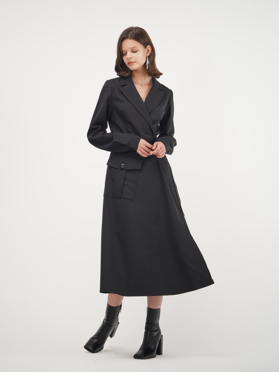 Tailored Wrap Dress_(2 Color)