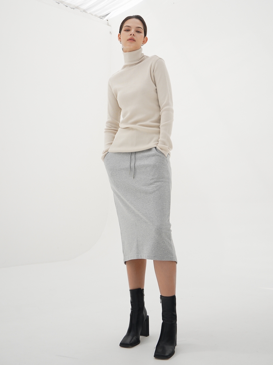 Ribbed Turtle-neck Wool Knit_L.Beige