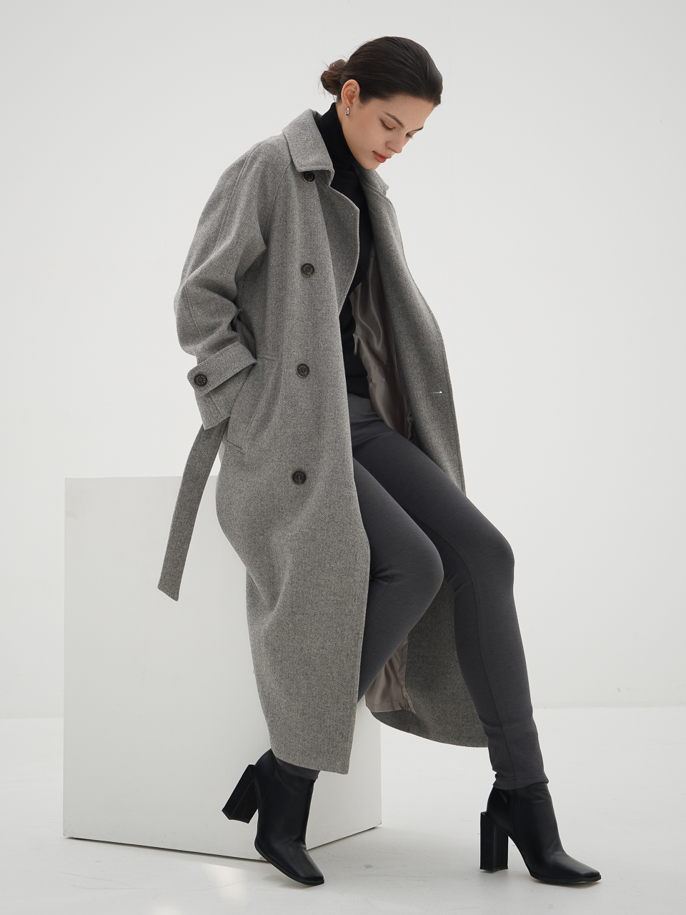 Herringbone Trench Coat_Grey