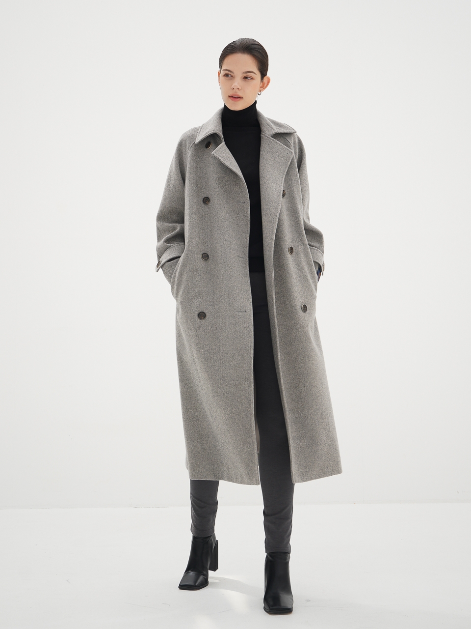 Herringbone Trench Coat_Grey