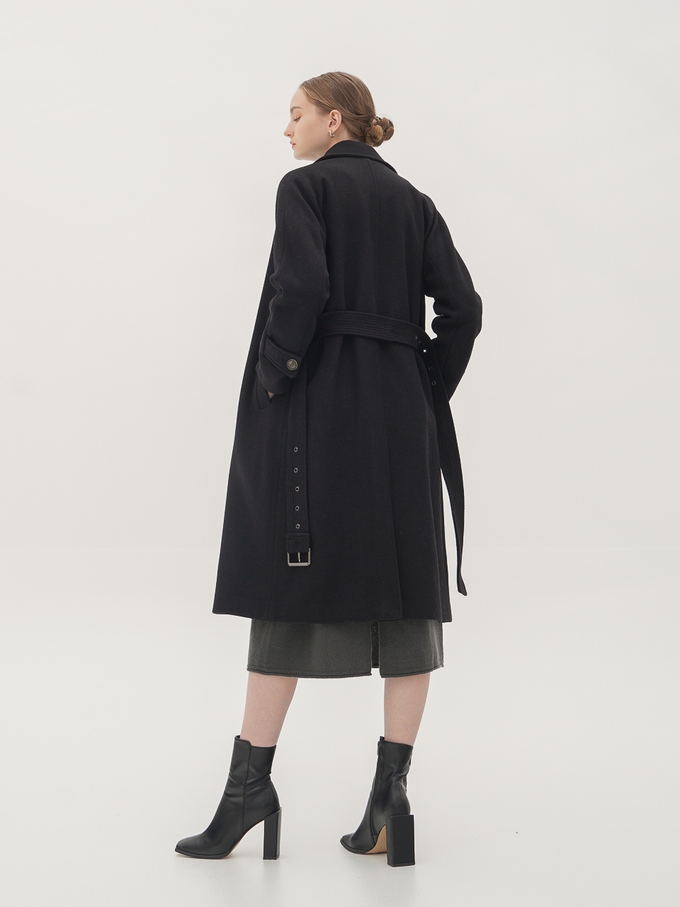 Wool Belted Long Coat_Black