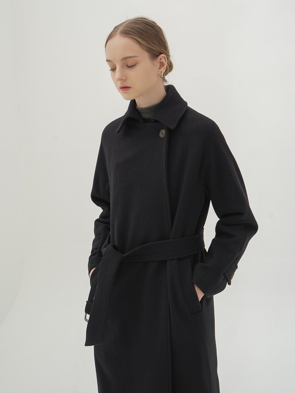 Wool Belted Long Coat_Black