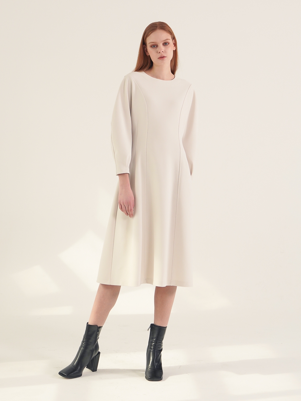 Balloon Sleeve Dress_Ivory