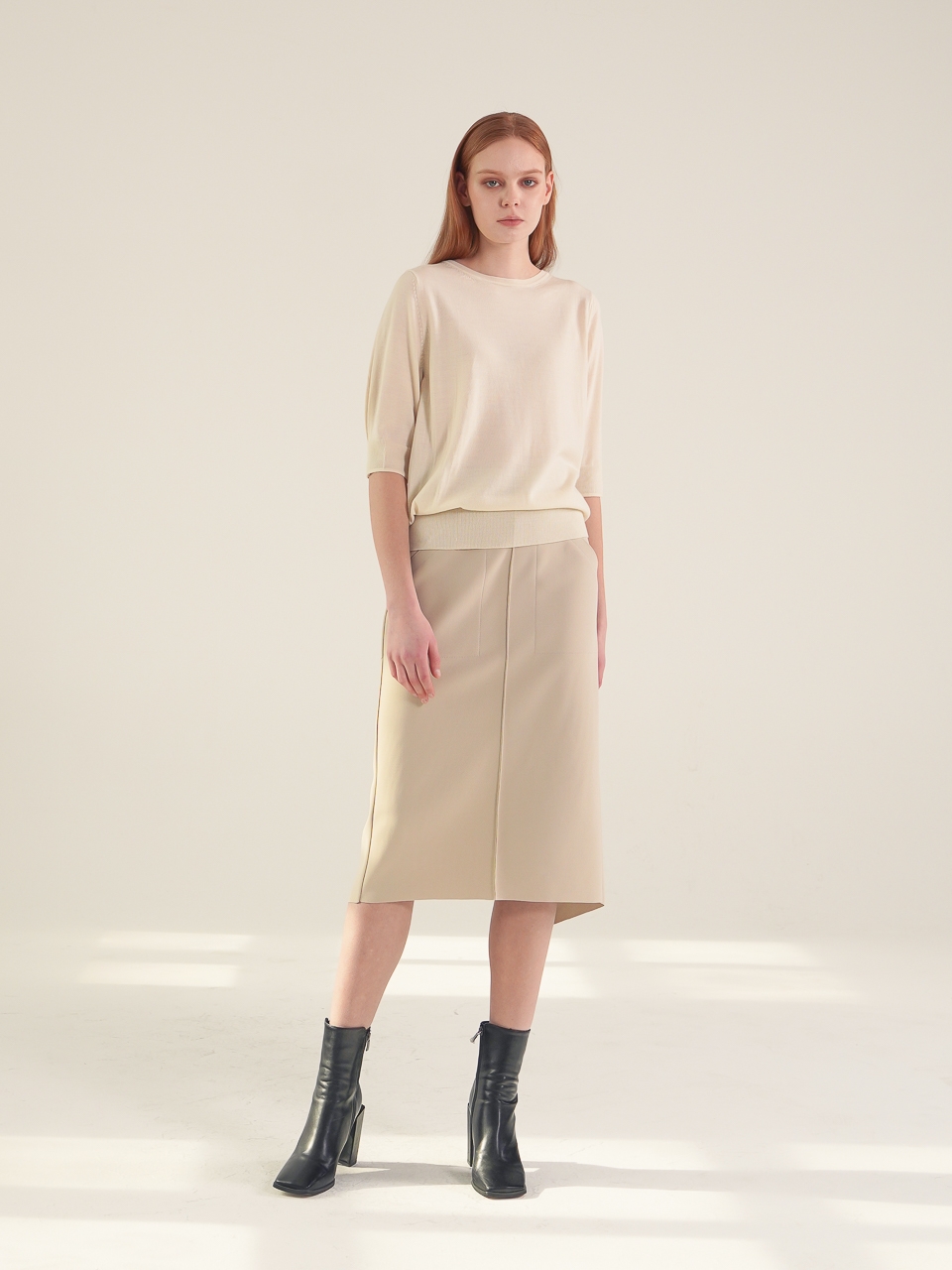 Comfort Pocket Banding Skirt_Beige