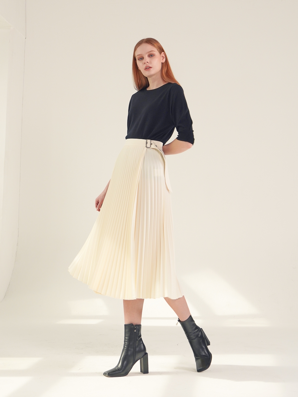 Gaia Pleated Wrap Skirt_(4 Color)