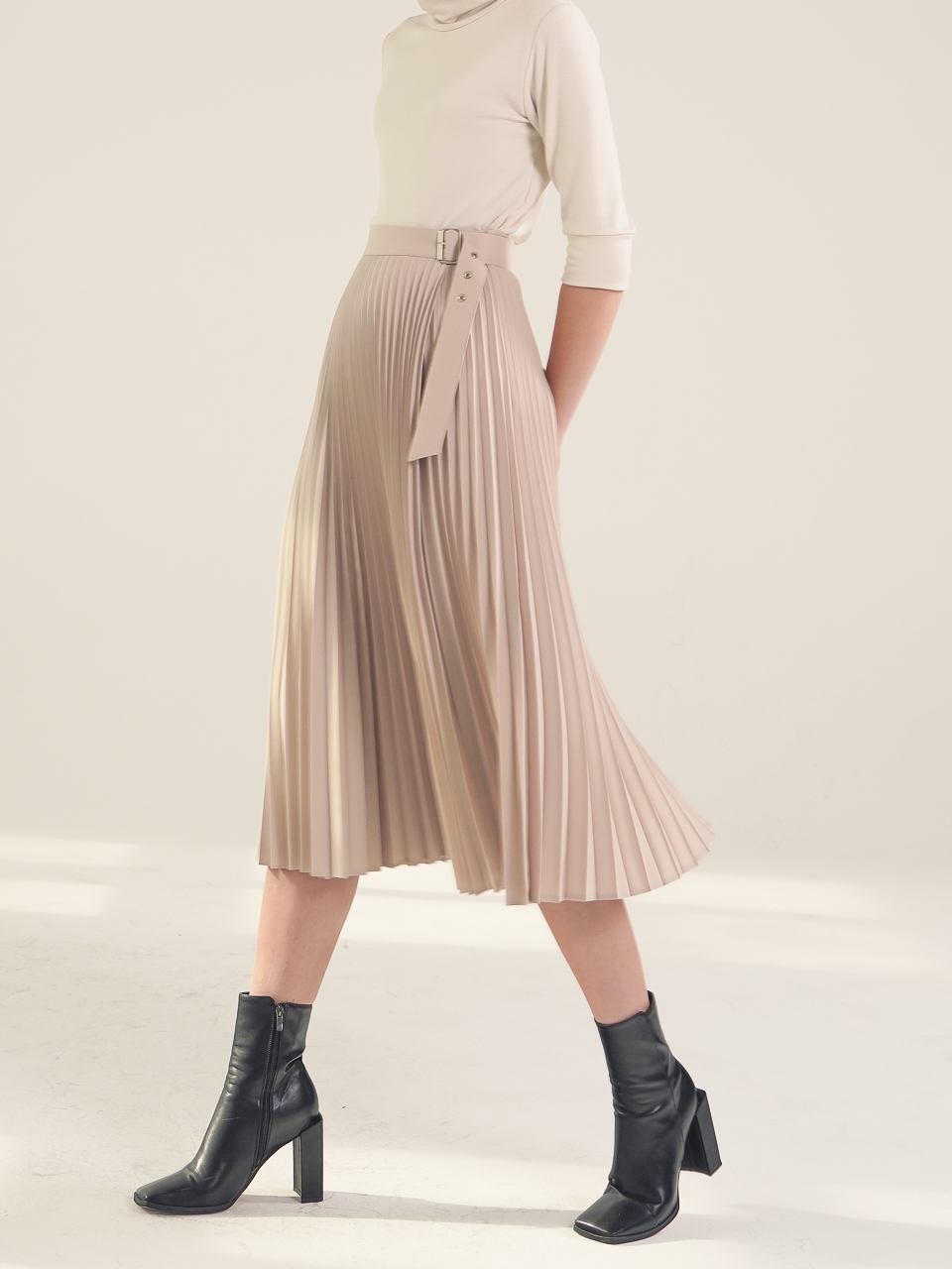 Gaia Pleated Wrap Skirt_(4 Color)