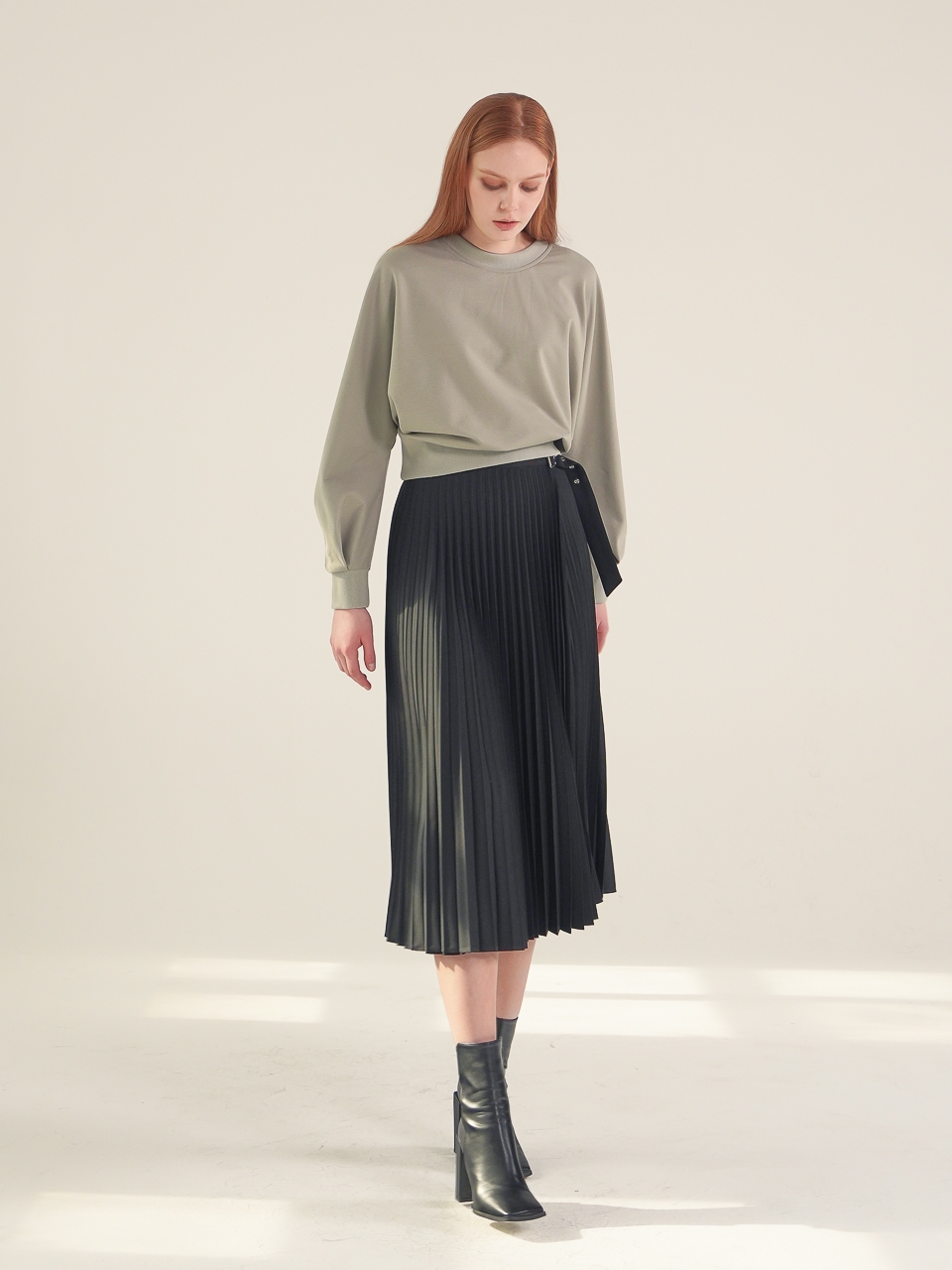 Gaia Pleated Wrap Skirt_(4 Color)