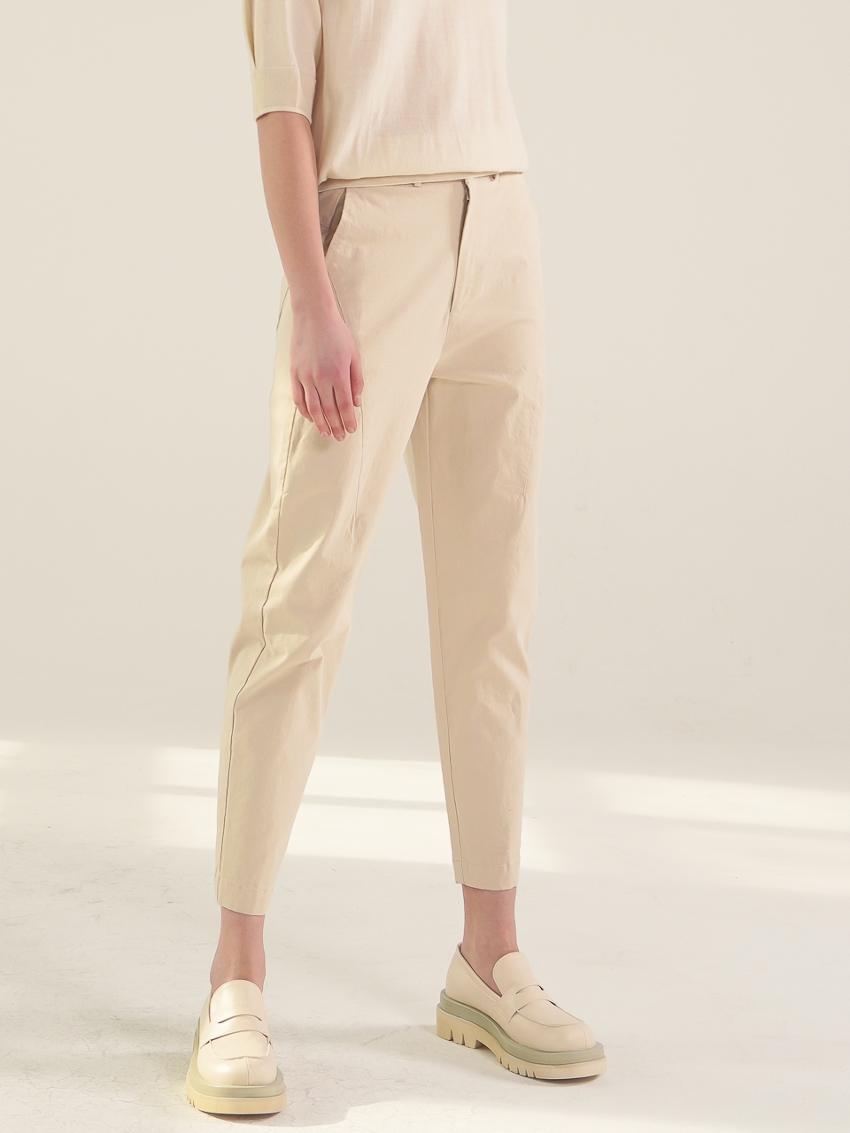 Cotton Cigarette Pants_Beige