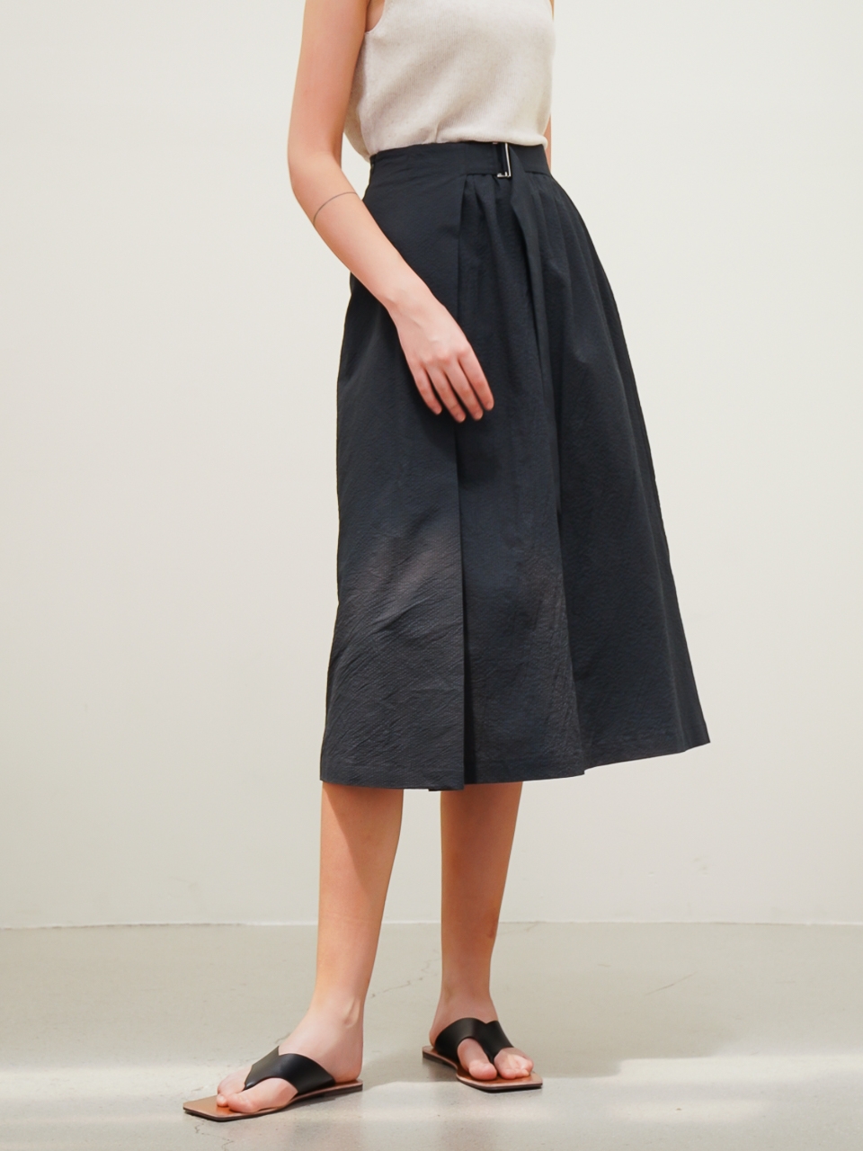 Seersucker Half Wrap Skirt