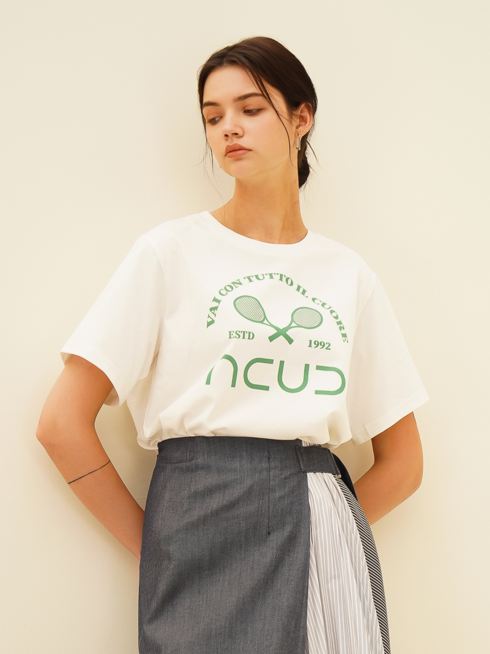 Logo Printed Half Sleeve T-shirt_White