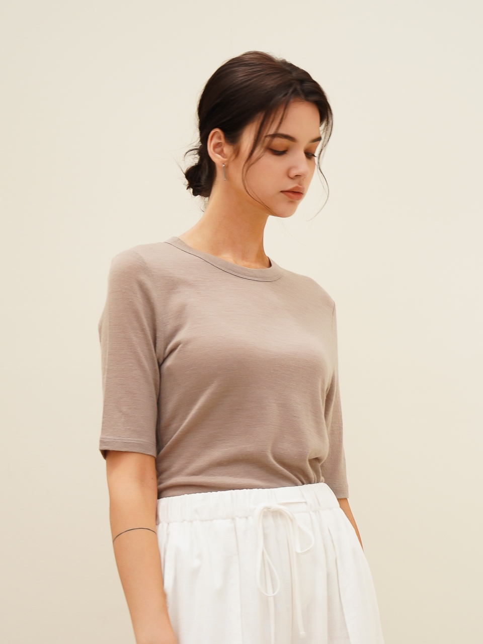 Summer Wool Half Sleeve Knit_Beige