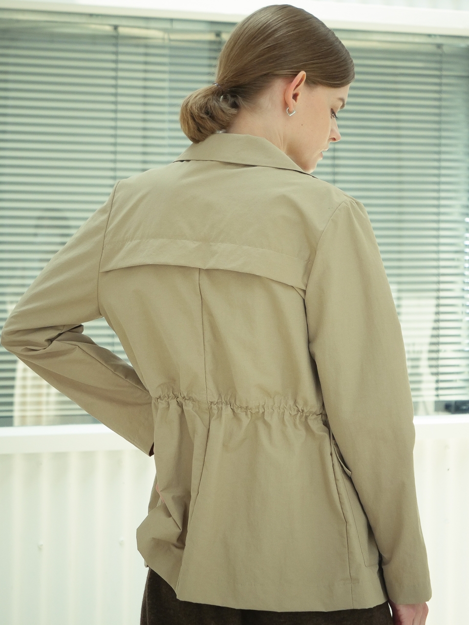 String Detail Double Jacket _Beige