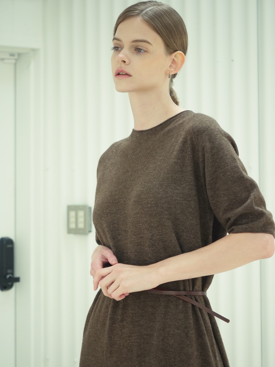 Cashmere Blended Knit Dress _ Brown