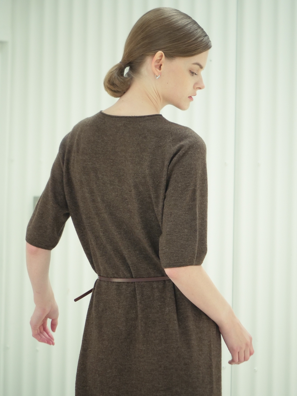 Cashmere Blended Knit Dress _ Brown