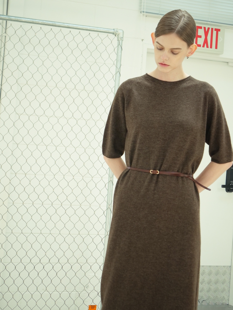 Cashmere Blended Knit Dress _ Brown