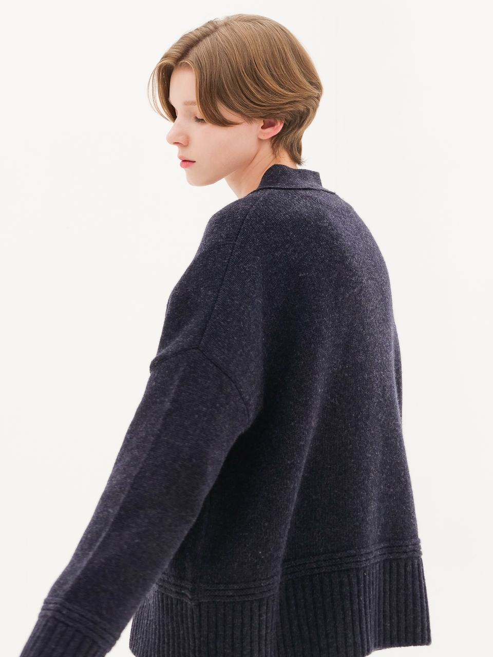 Cashmere Blended Knit Cardigan _Navy