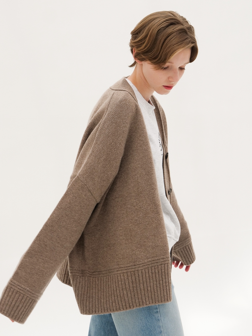 Cashmere Blended Knit Cardigan _D.Beige