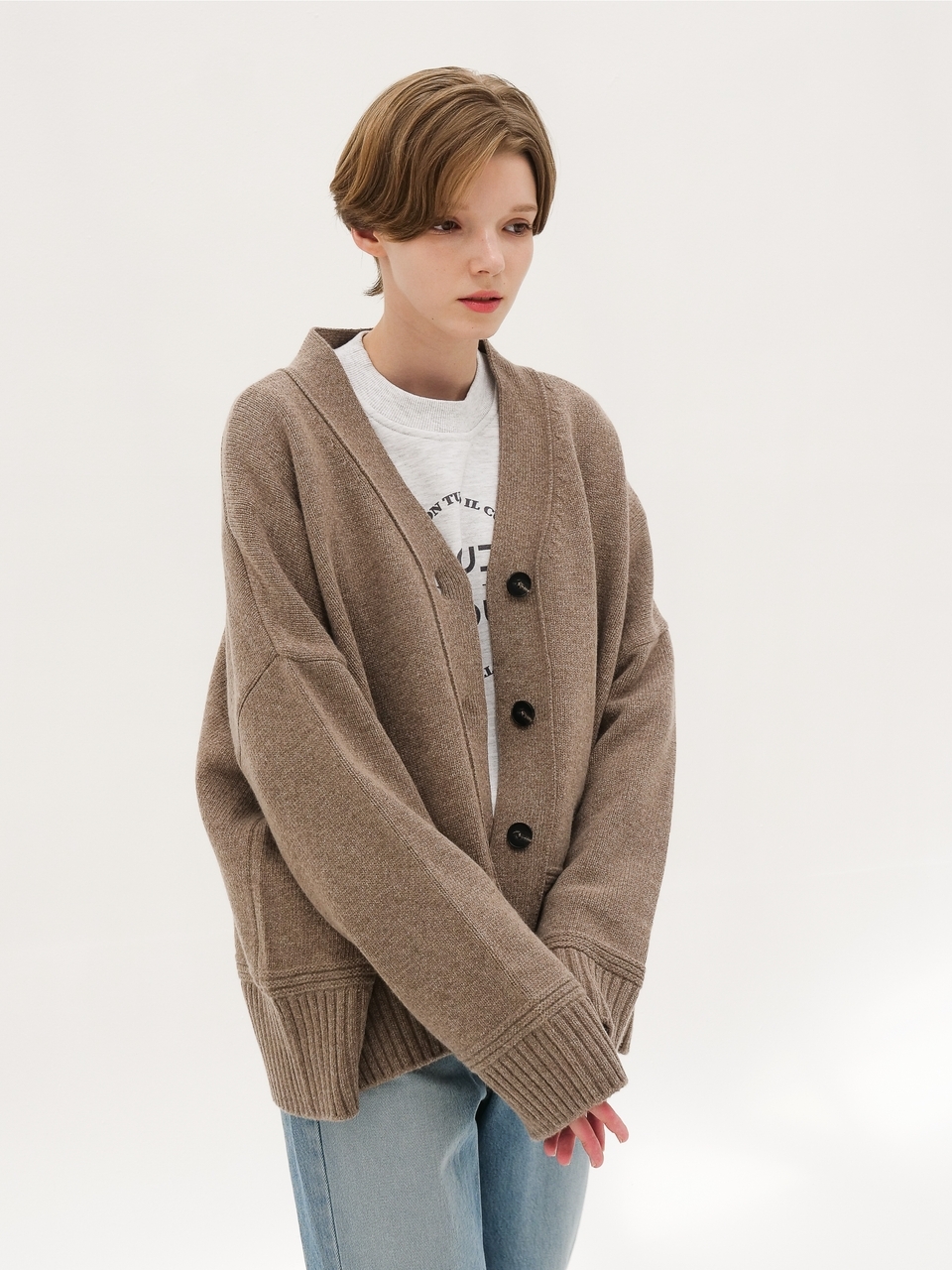 Cashmere Blended Knit Cardigan _D.Beige