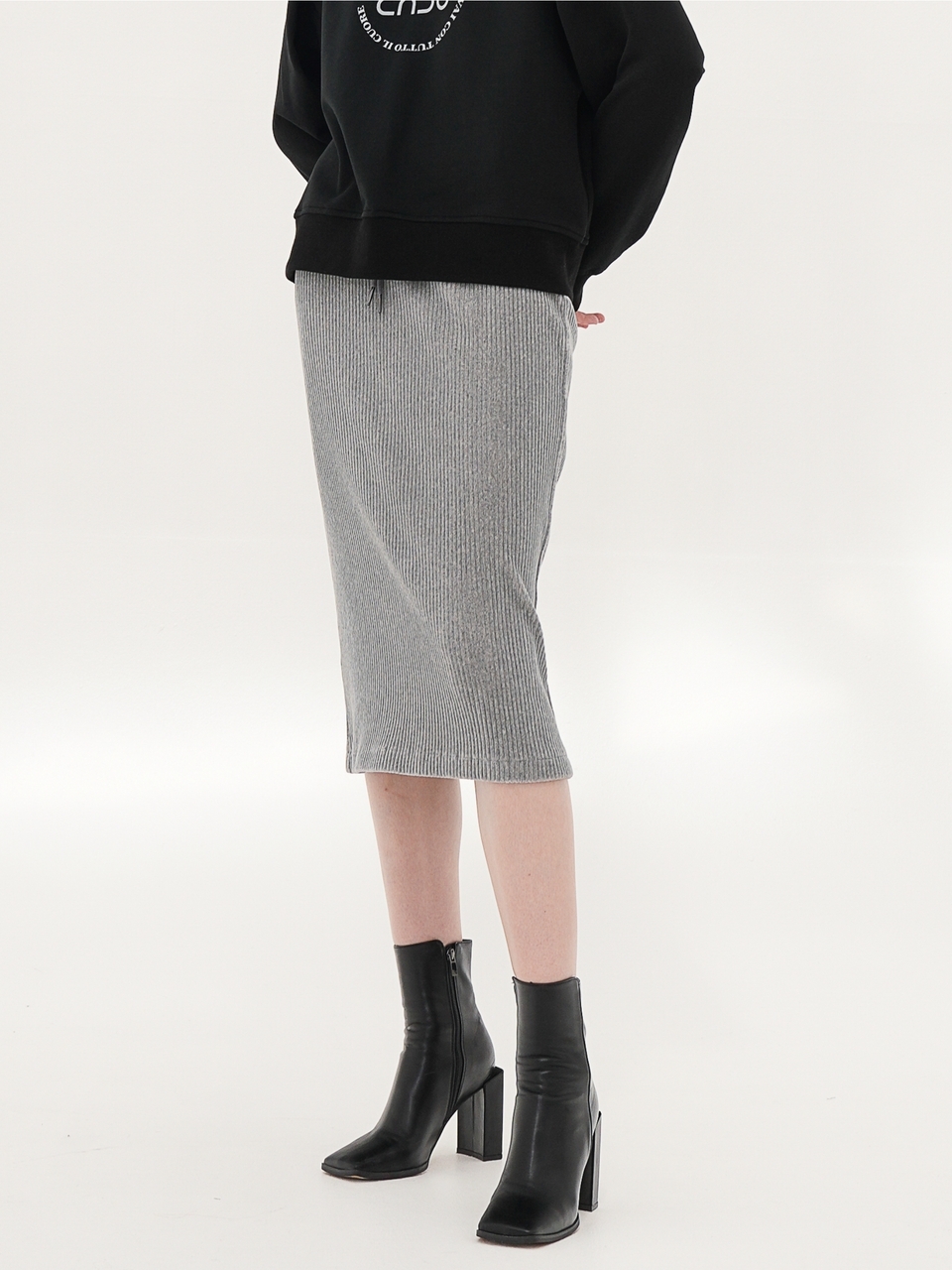 Corduroy Bending Skirt _Black