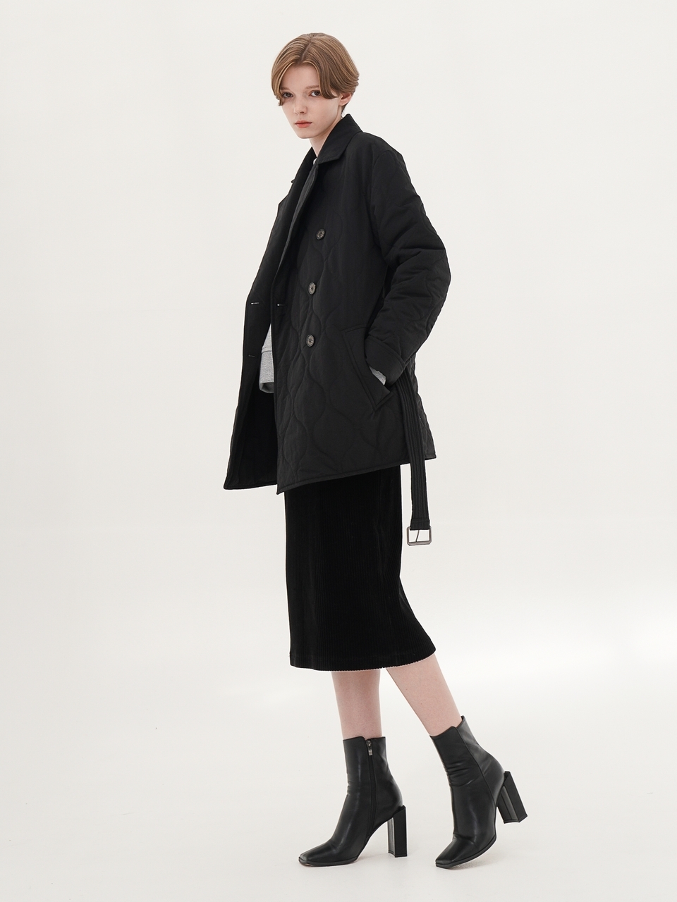 Padding Half Coat _Black