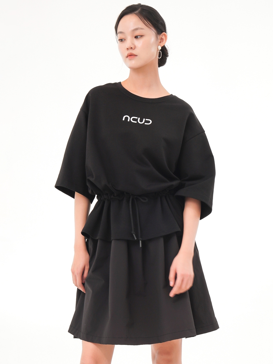 Half Sleeve Logo Dress _Black