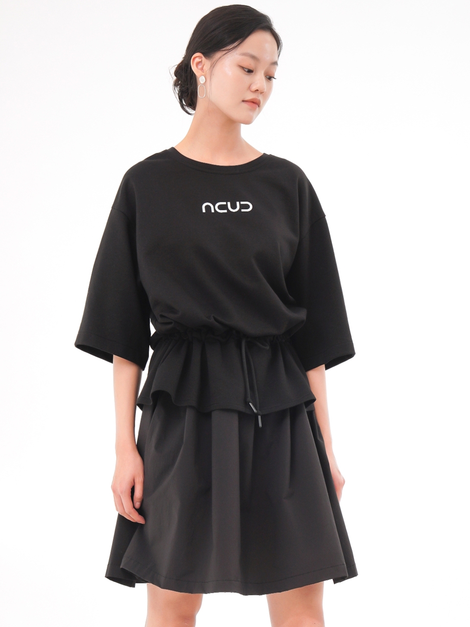 Half Sleeve Logo Dress _Black