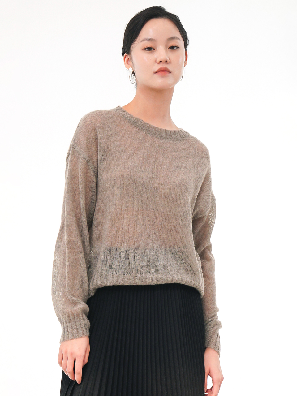 Round neck Rough Knit _D.Beige