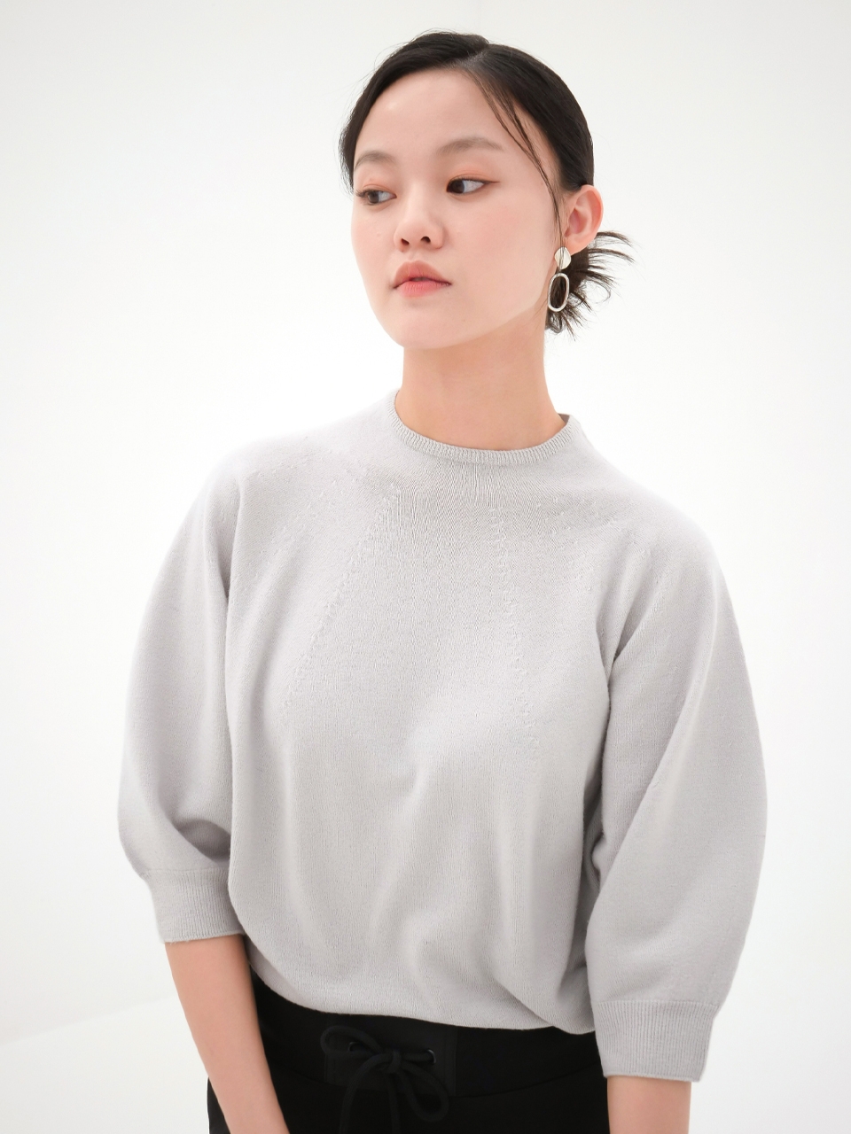 Balloon Half Sleeve Knit _MT.Grey