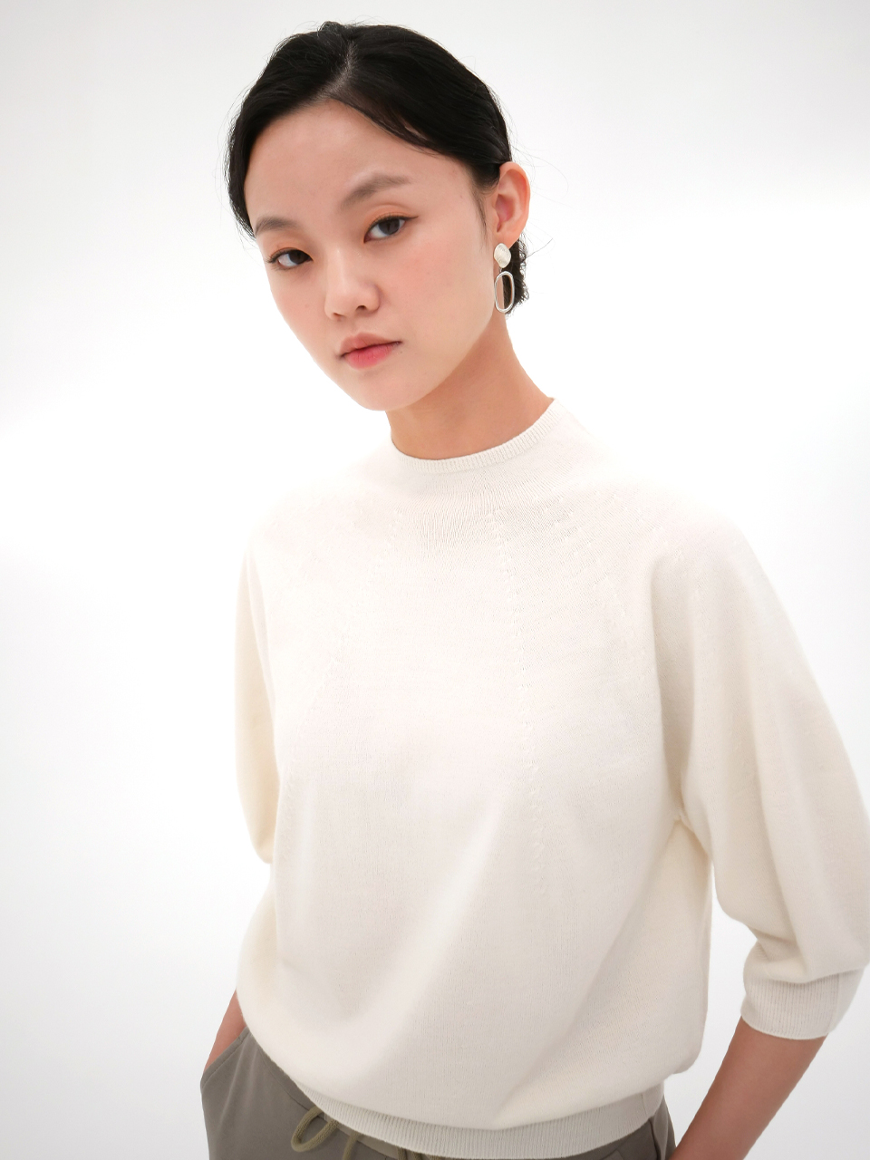 Balloon Half Sleeve Knit _Ivory