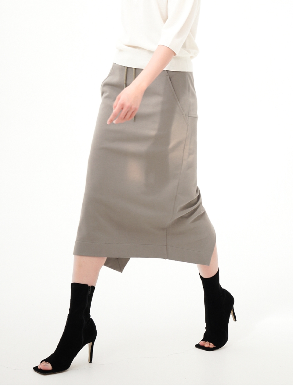 Bending Back Slit Skirt _KH.Grey