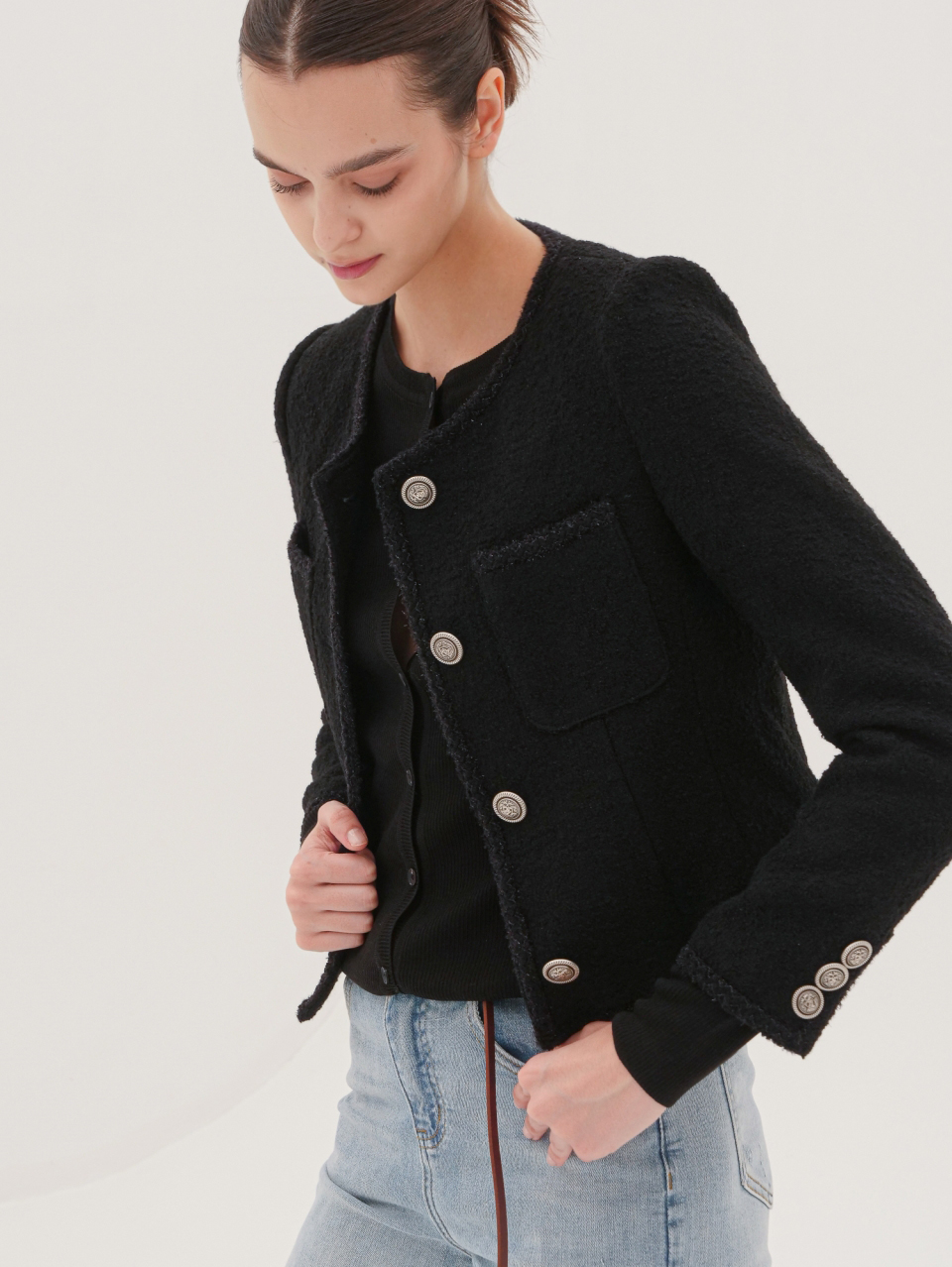 Alpaca Tweed Jacket _Black