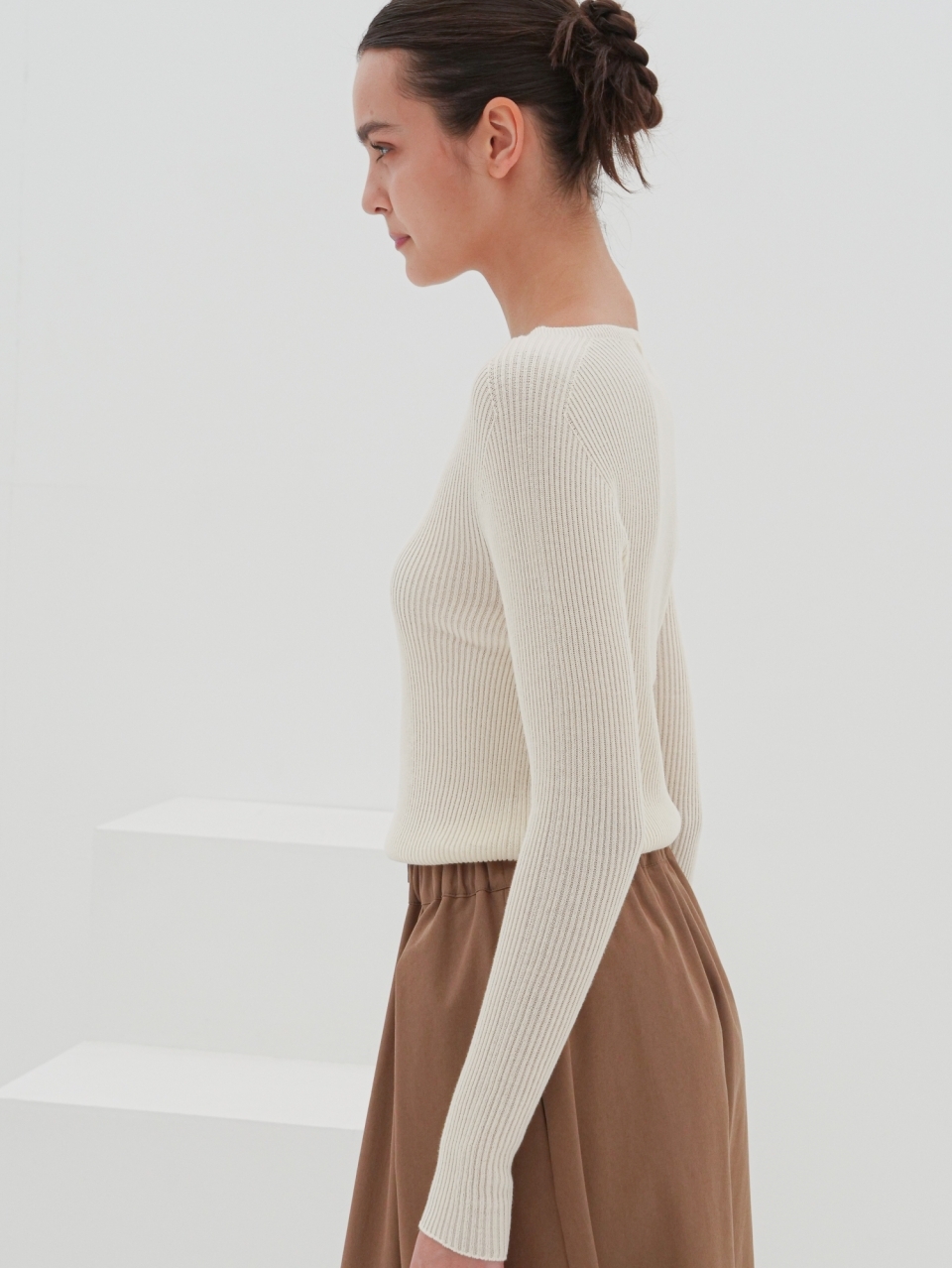 Round Neck Ribbed Knit _Ivory