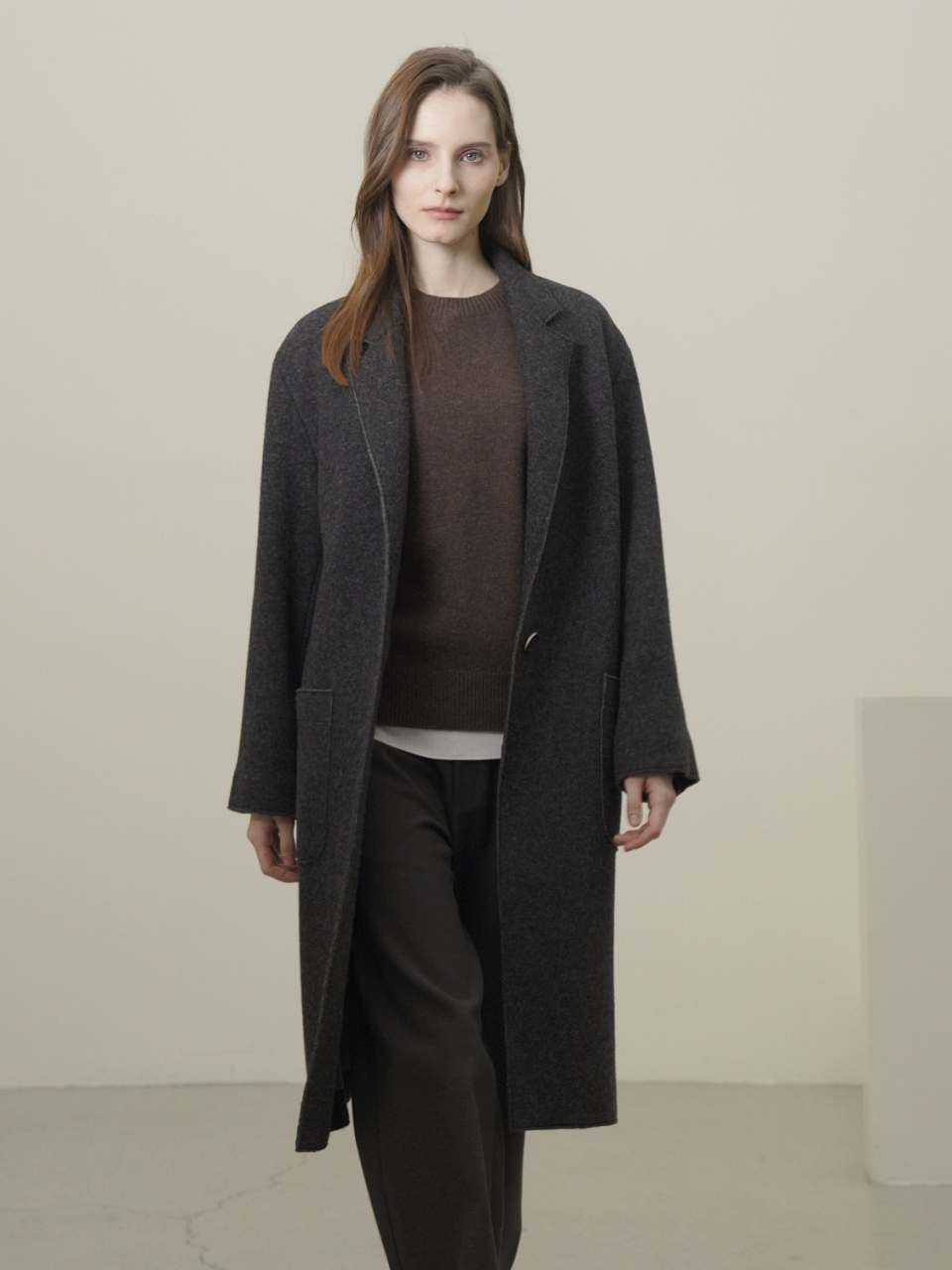 Knitted Wool Single Coat _Grey