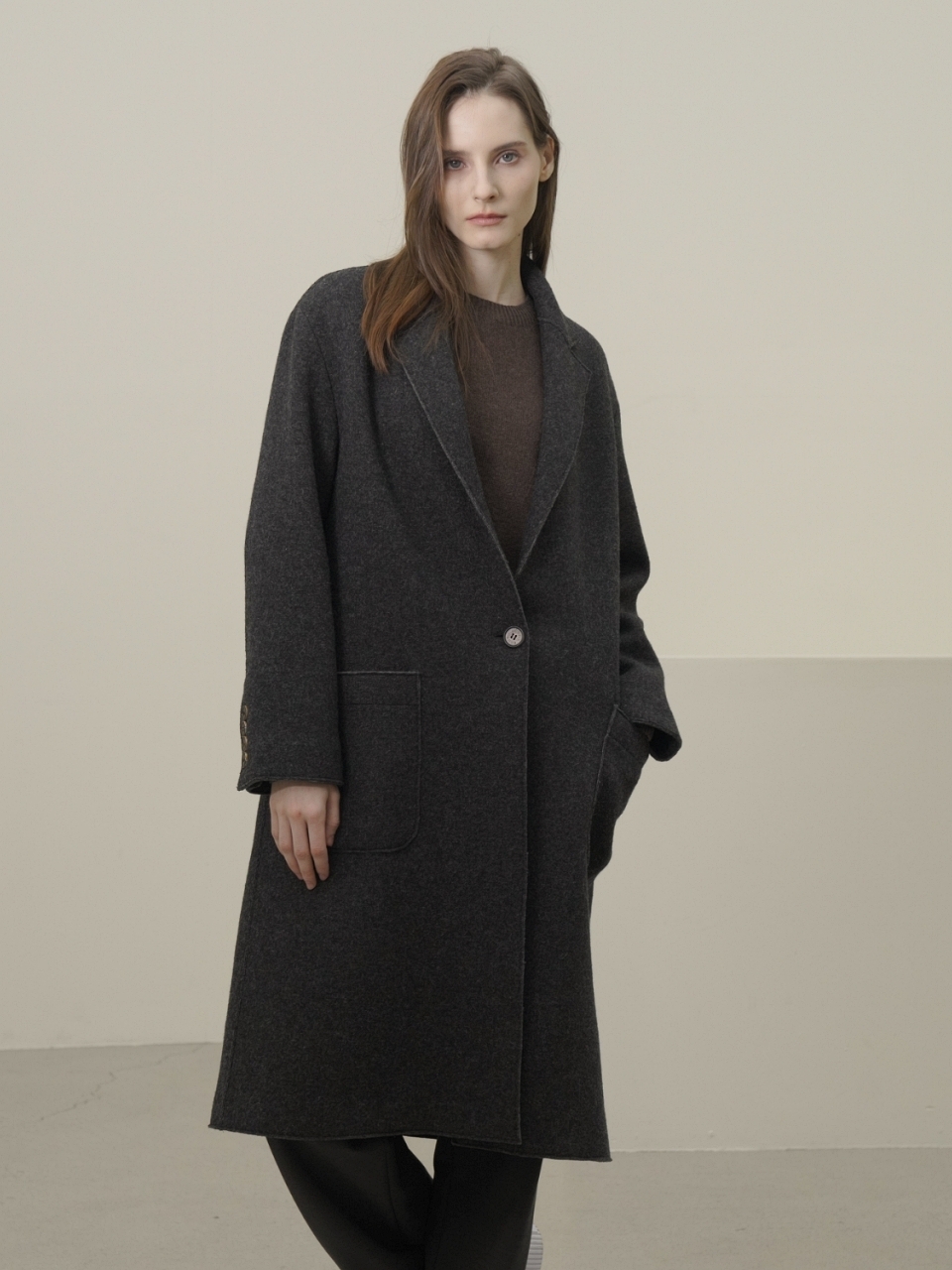 Knitted Wool Single Coat _Grey