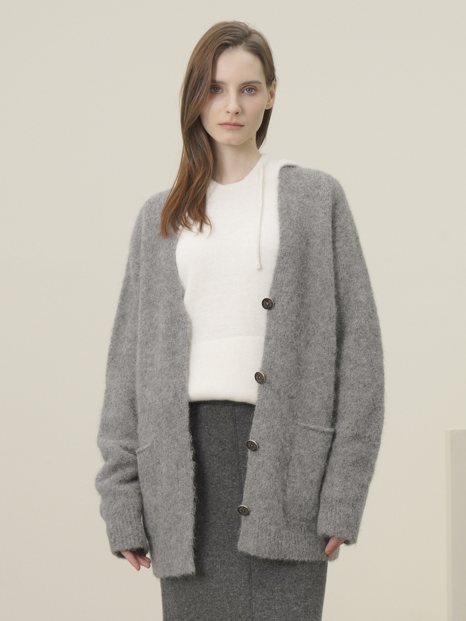 Suri Alpaca Heavy Cardigan _Grey