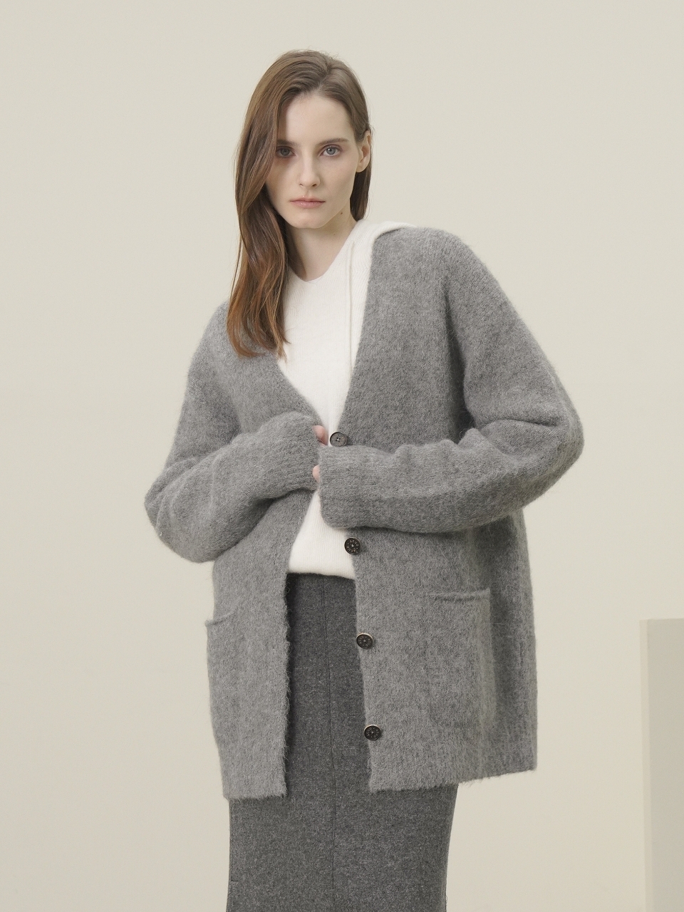 Suri Alpaca Heavy Cardigan _Grey