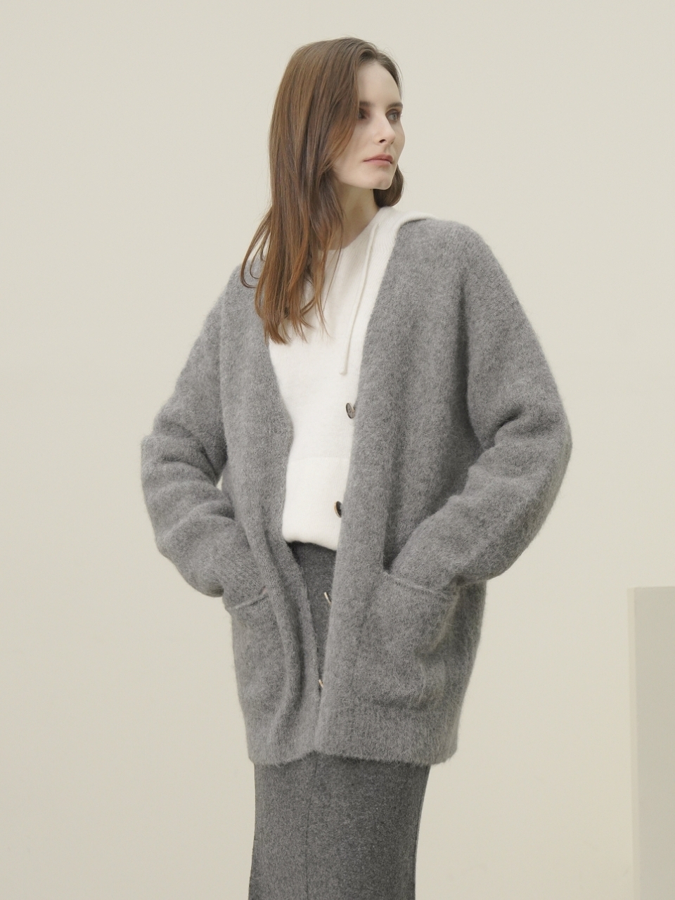 Suri Alpaca Heavy Cardigan _Grey