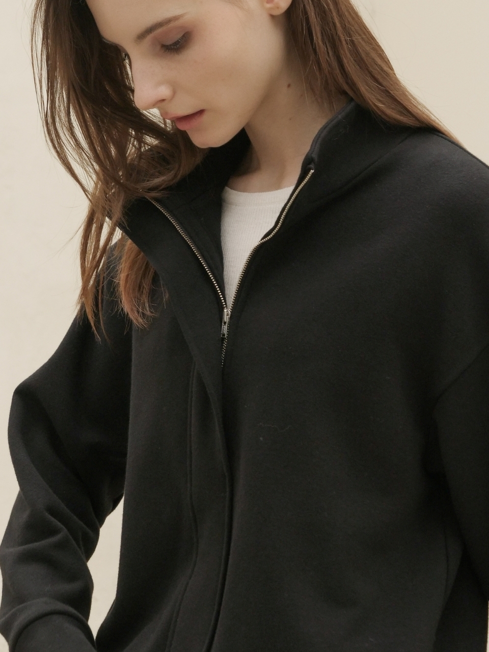 Terry Zip-up Sweatshirt _Black