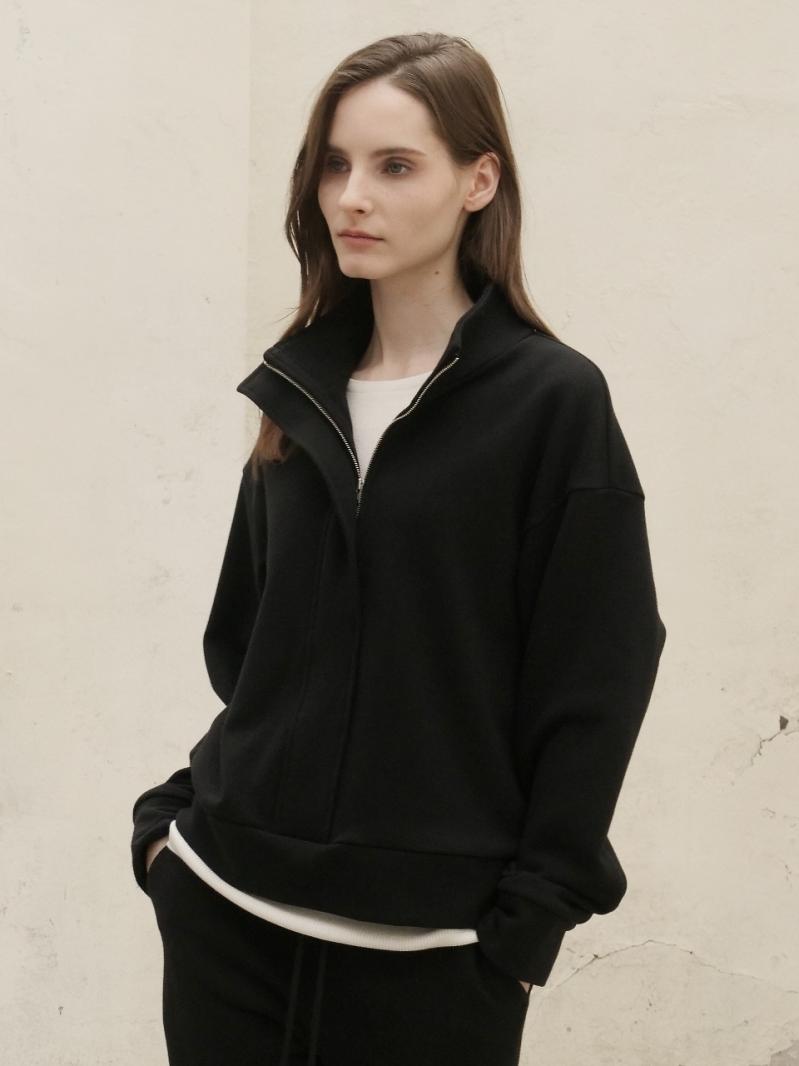 Terry Zip-up Sweatshirt _Black