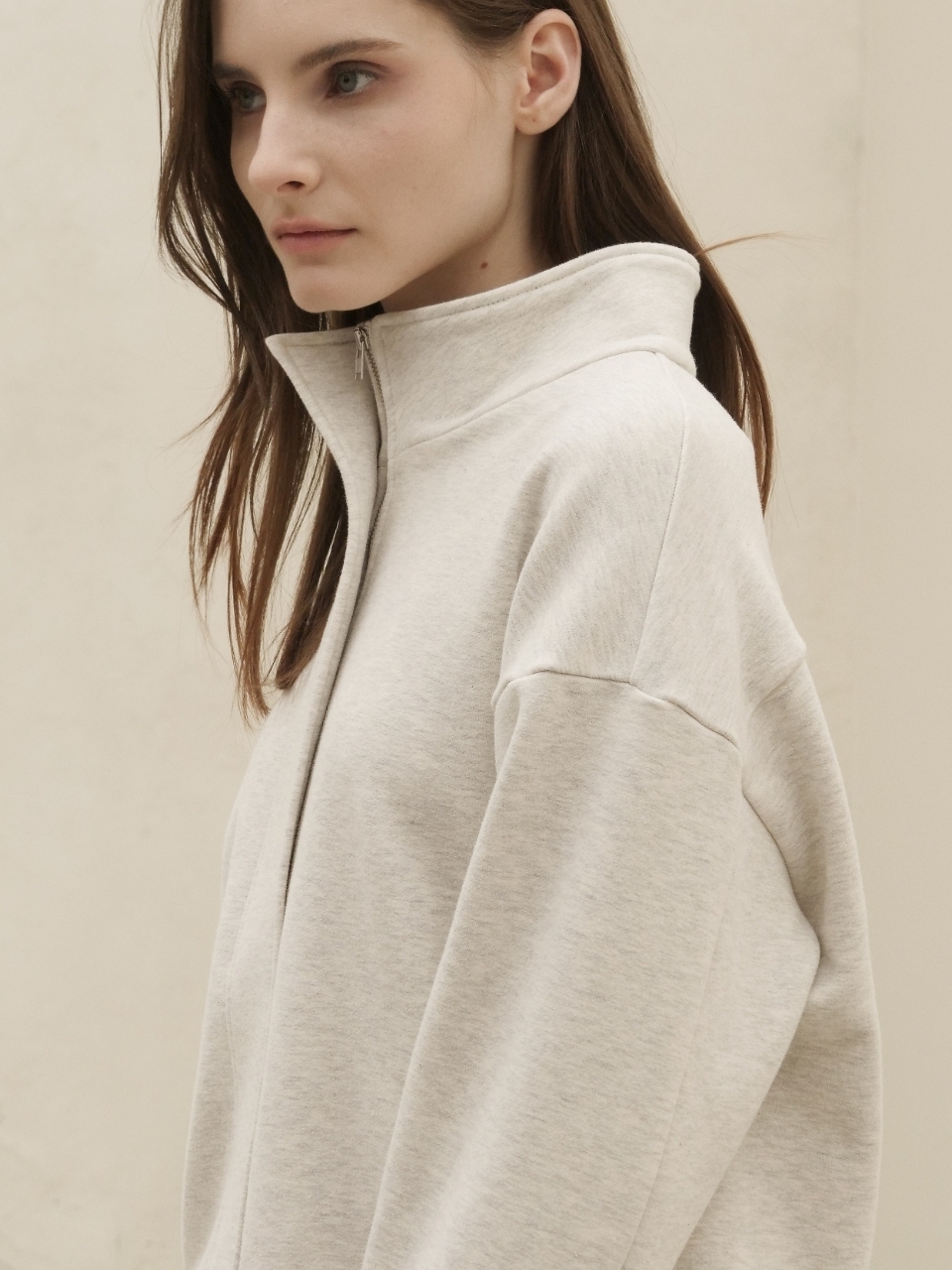 Terry Zip-up Sweatshirt _Ivory